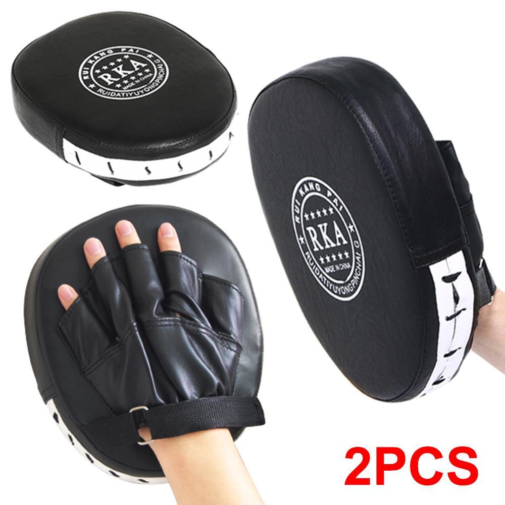 Topeakmart 2x Leather Boxing Mitt Training Target Focus Punch Pad Glove Karate Muay Thai Kick MMA