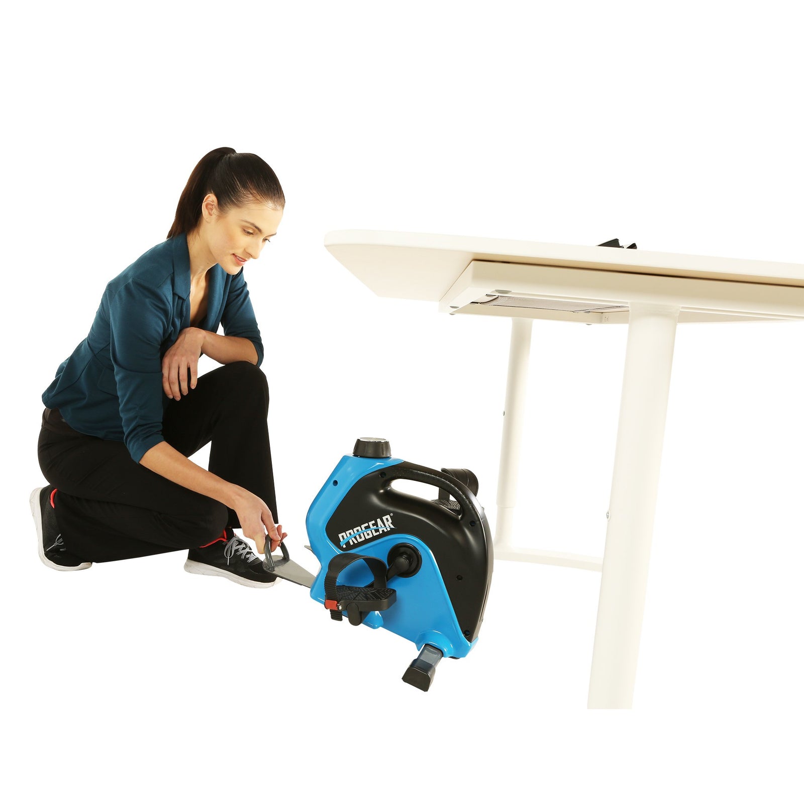 Under Desk Exercise Bike with Extendable Wheel Holder and Free APP