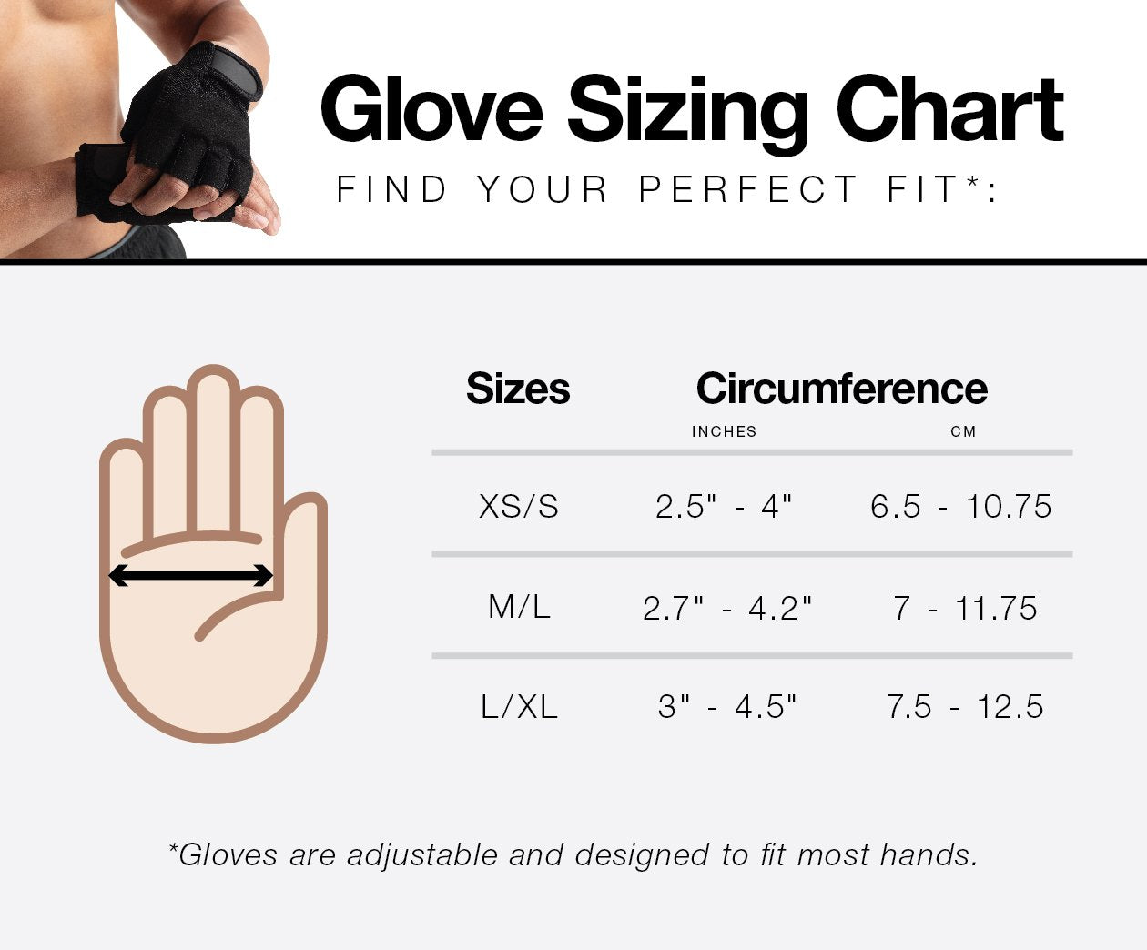 Gold’s Gym Elite Wrist Wrap Adjustable Weight Lifting Gloves - S/M, M/L, L/XL