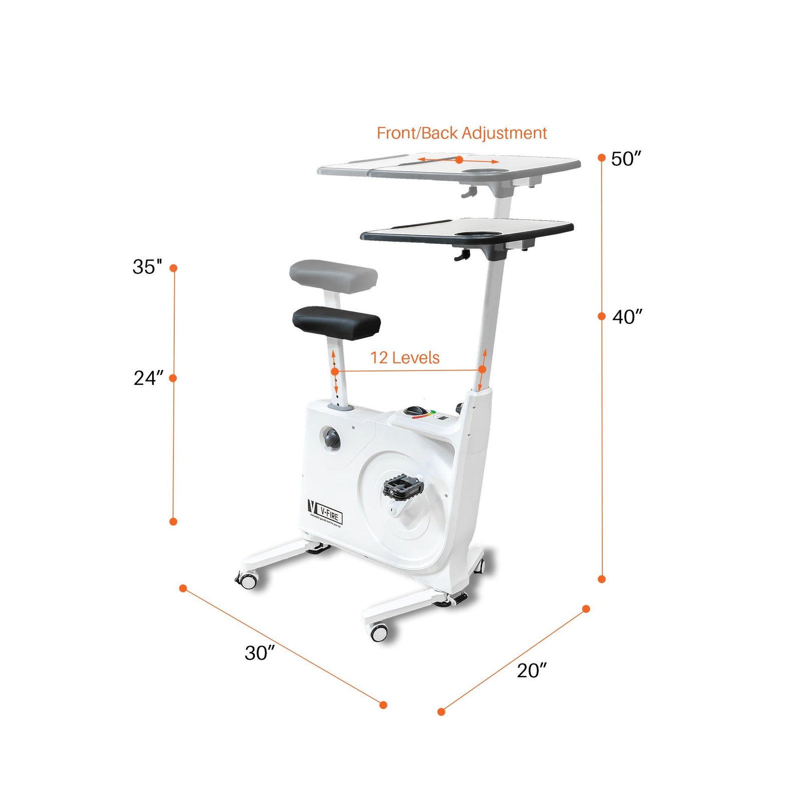 V-Fire Indoor 8 Levels Advanced Magnetic Resistance Cardio Exercise Bike with Standing Desk