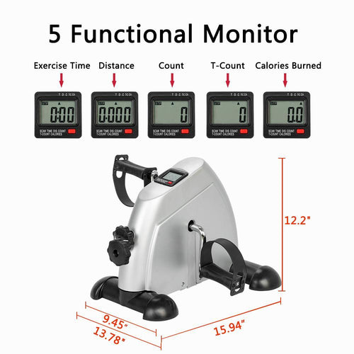 Fitness Mini Under Desk Bike Cycle Elliptical Trainer, Portable Compact Bicycle Pedals Exerciser with LCD Display