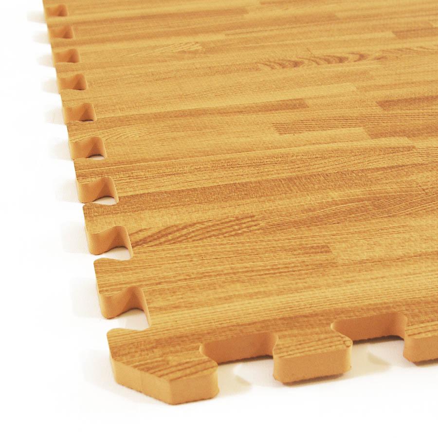 Interlocking EVA Foam Mat Cushion Flooring Tiles, Light Oak Pattern - Set of 25 (2' x 2') Covers 100 sq.ft. for Gym Workout Exercise