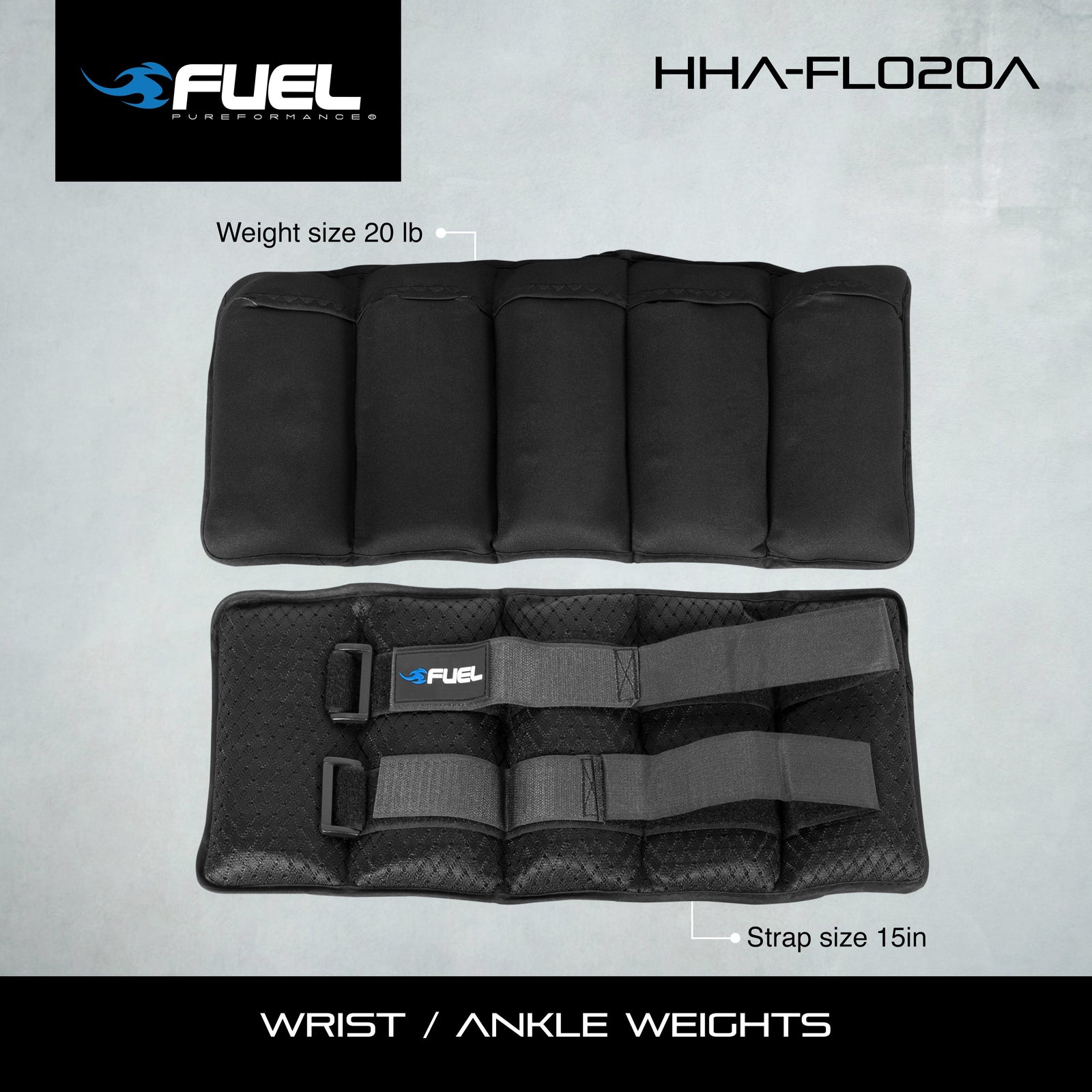 Fuel Pureformance Adjustable Wrist/Ankle Weights, 20-Pound Pair