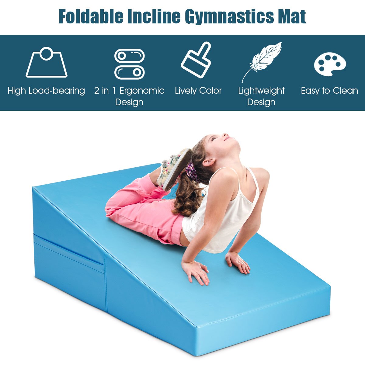 Incline Gymnastics Mat Yoga Wedge Ramp Gym Skill Shape 4 color