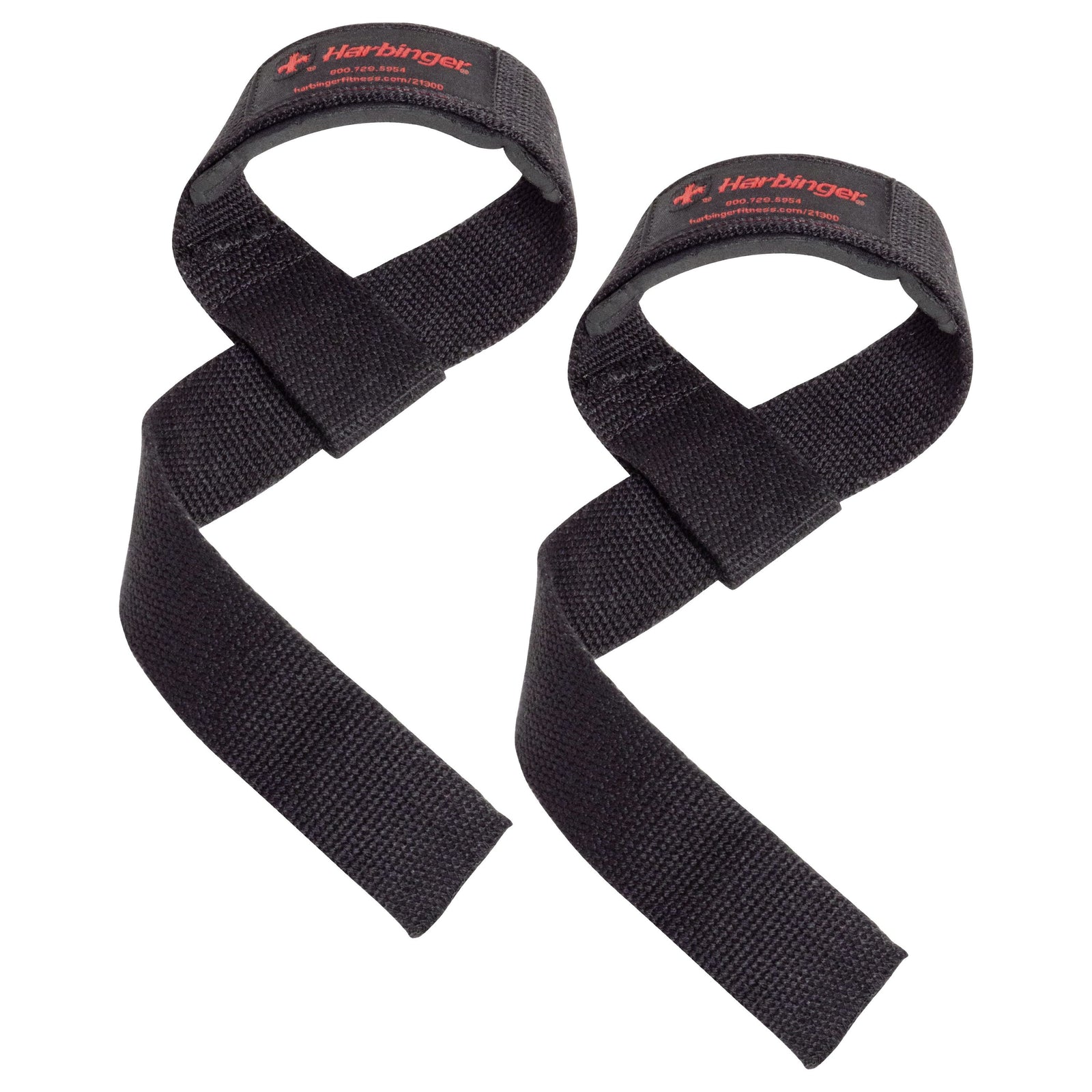 Padded Cotton Lifting Straps with NeoTek Cushioned Wrist (Pair), Black
