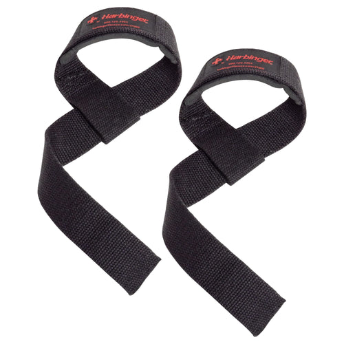 Padded Cotton Lifting Straps with NeoTek Cushioned Wrist (Pair), Black