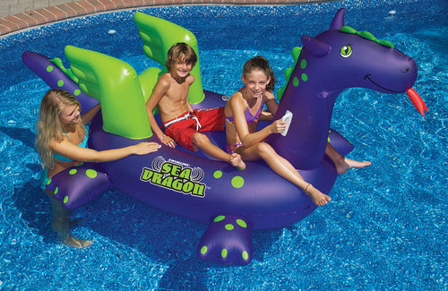 Pool Kids Giant Sea Dragon Inflatable Float Toy w/ 12V Air Pump
