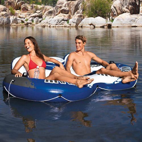 Intex Inflatable River Run II Double Seater Pool Lounge, 95.5" x 62"