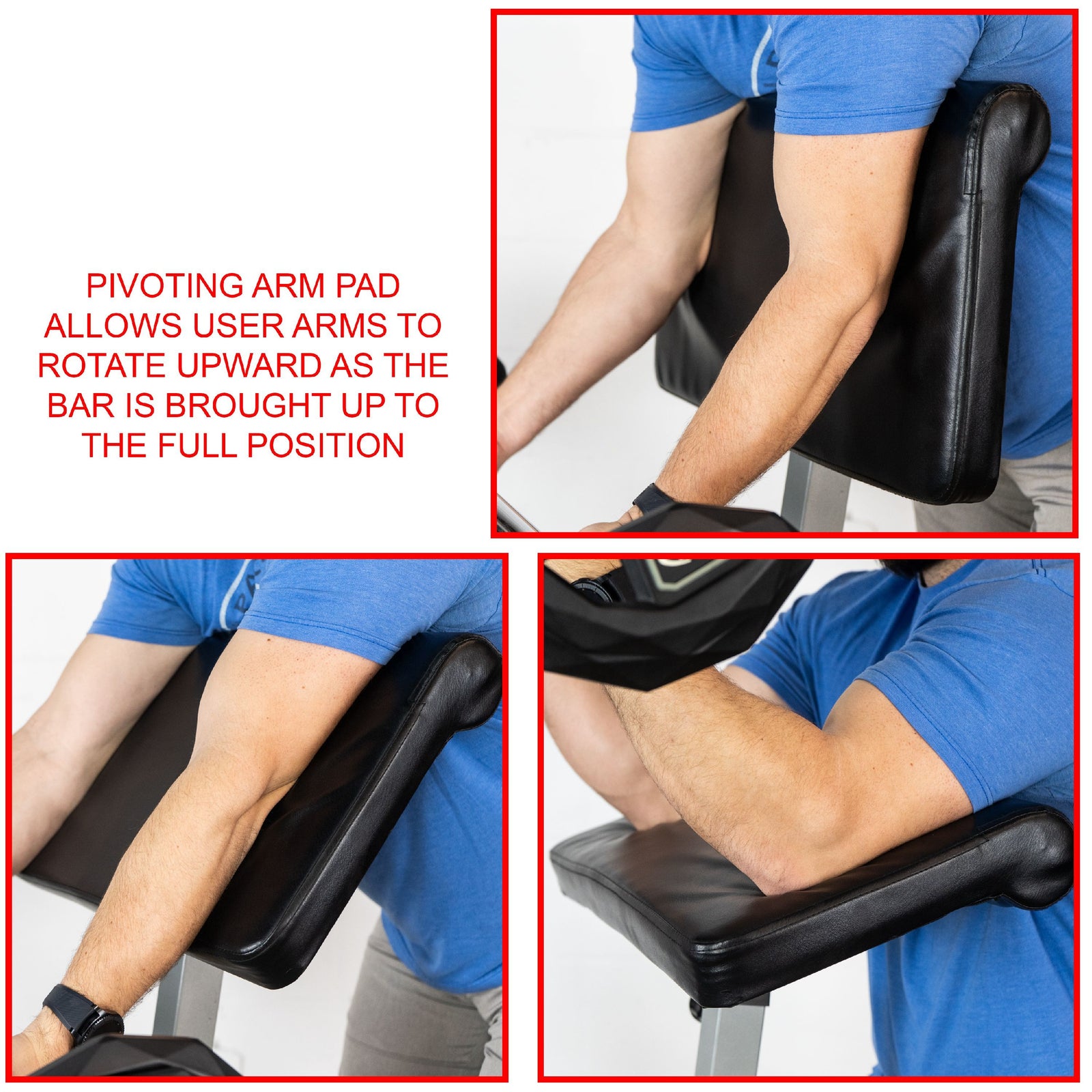 Fitness CB-11 Standing Arm Curl Station for Strength Training w/Pivot and Contoured Arm Rest