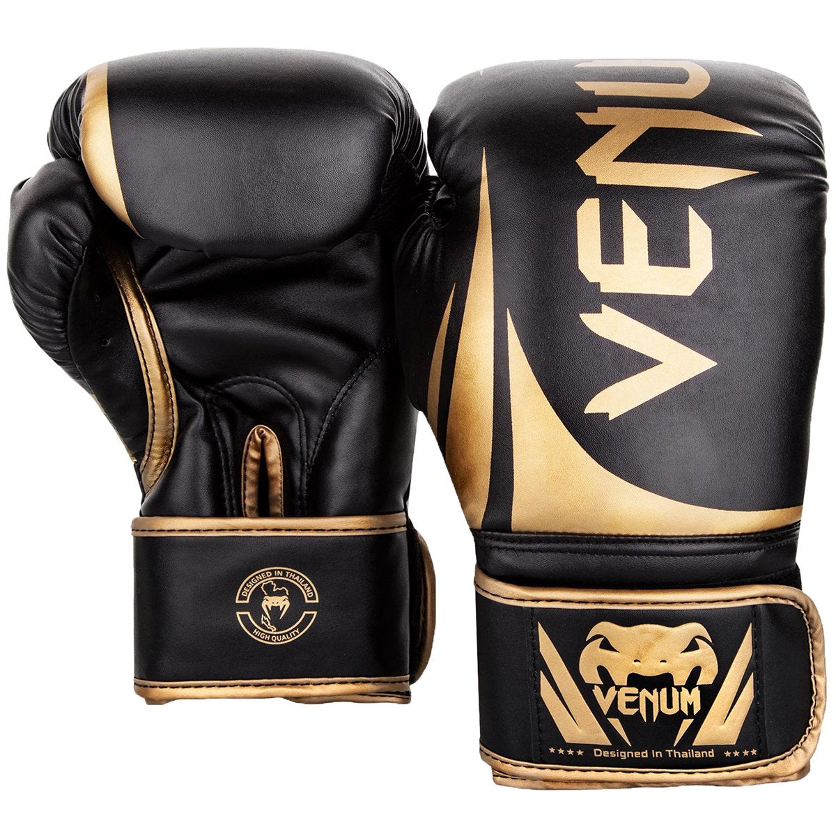 Venum Challenger 2.0 Hook and Loop Training Boxing Gloves - 16 oz. - Black/Gold