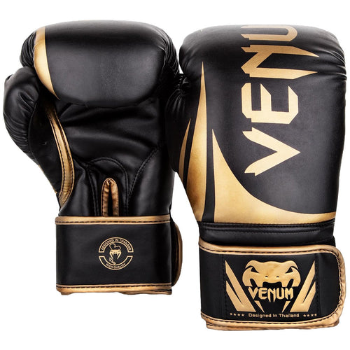 Venum Challenger 2.0 Hook and Loop Training Boxing Gloves - 16 oz. - Black/Gold