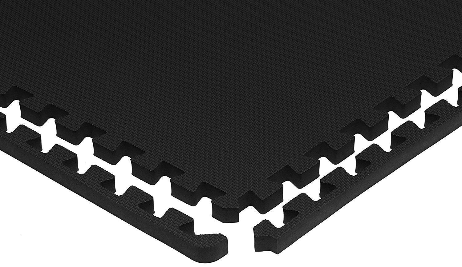 Flooring Puzzle Exercise Mat with High Quality EVA Foam Interlocking Tiles, 6 Piece, 24 Sq Ft, Black