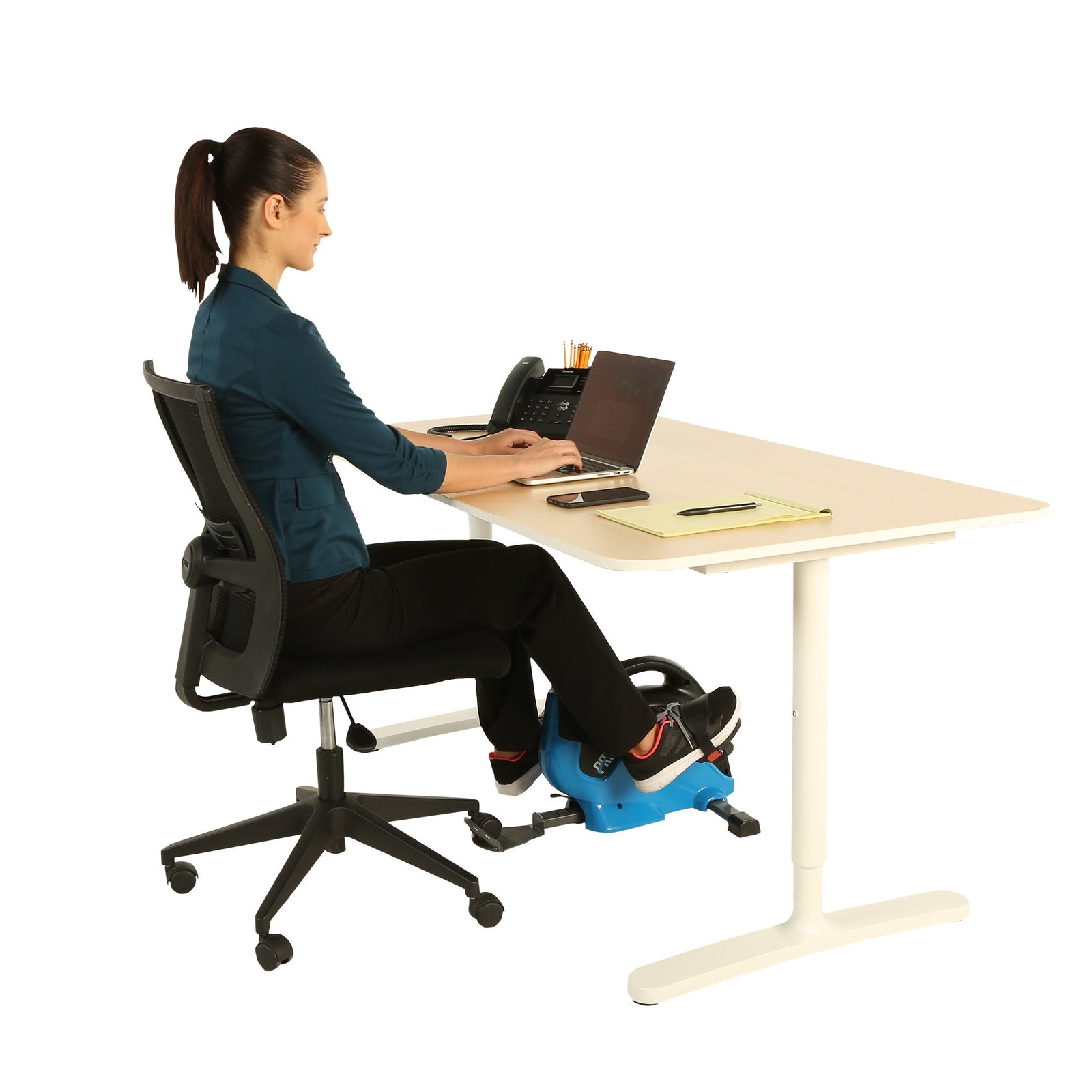 Under Desk Exercise Bike with Extendable Wheel Holder and Free APP