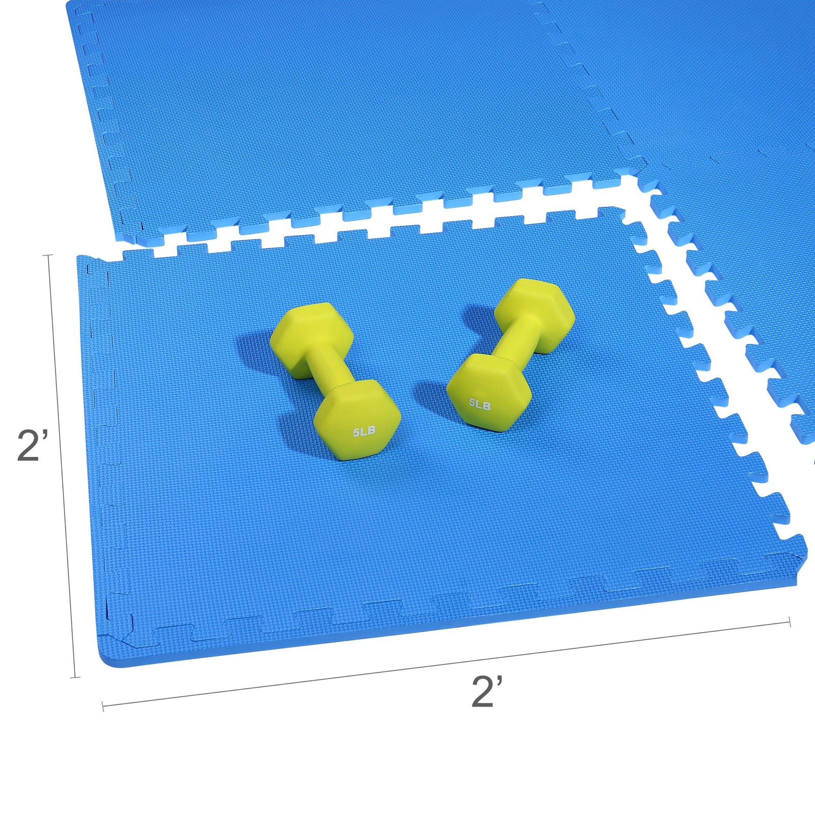 1/2" Thick Flooring Puzzle Exercise Mat with High Quality EVA Foam Interlocking Tiles, 6 Piece, 24 Sq Ft, Blue