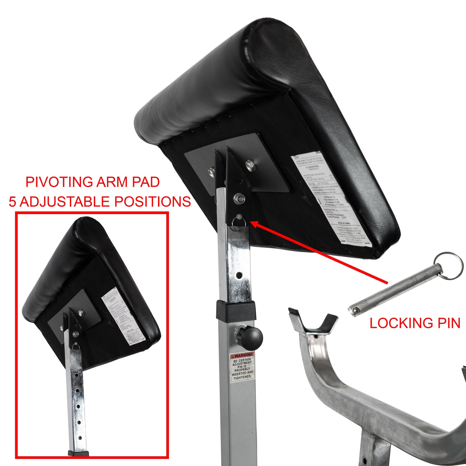 Fitness CB-11 Standing Arm Curl Station for Strength Training w/Pivot and Contoured Arm Rest