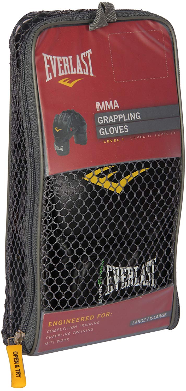 Everlast Mixed Martial Arts Grappling Gloves, XL, Black