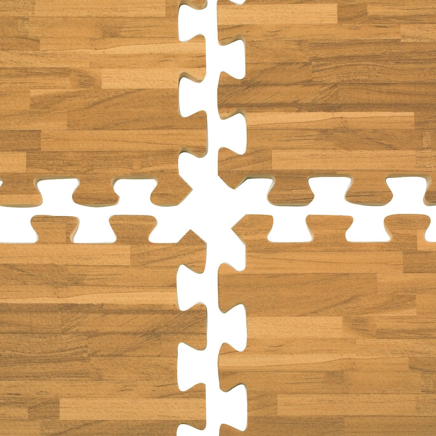 Interlocking EVA Foam Mat Cushion Flooring Tiles, Light Oak Pattern - Set of 25 (2' x 2') Covers 100 sq.ft. for Gym Workout Exercise