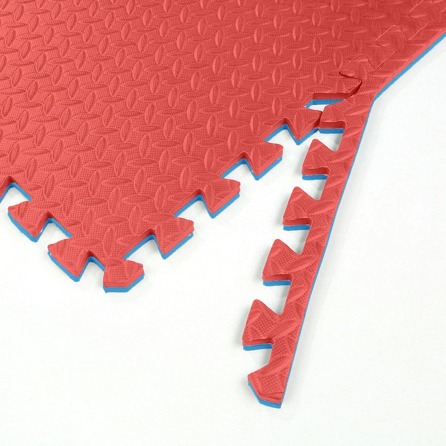 Clevr 1" Extra Thick Reversible Interlocking EVA Gym Foam Floor Mat Tiles, Blue/Red - 12 pcs (24" x 24") Covers 48 sqft |1 Yr Limited Warranty