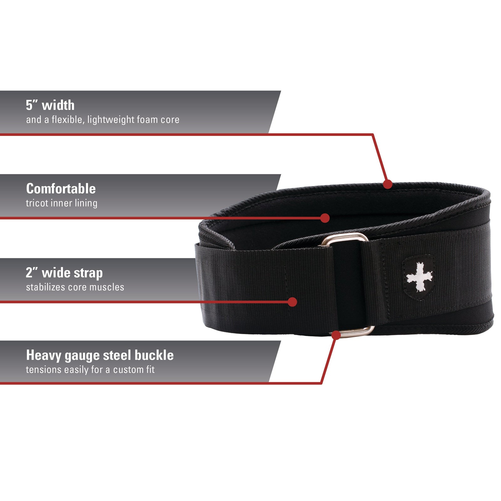 Weightlifting Belt with Flexible Ultra-light Foam Core, 5-Inch, Medium