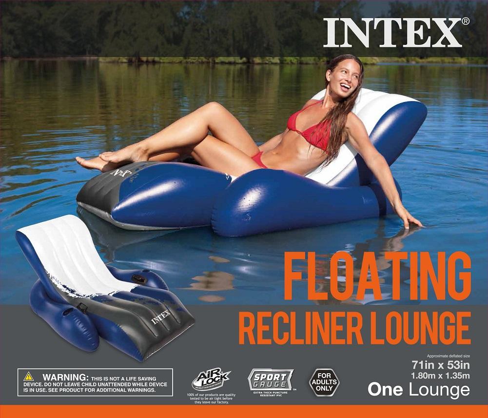 Intex Floating Recliner Inflatable Lounge, 71" X 53"