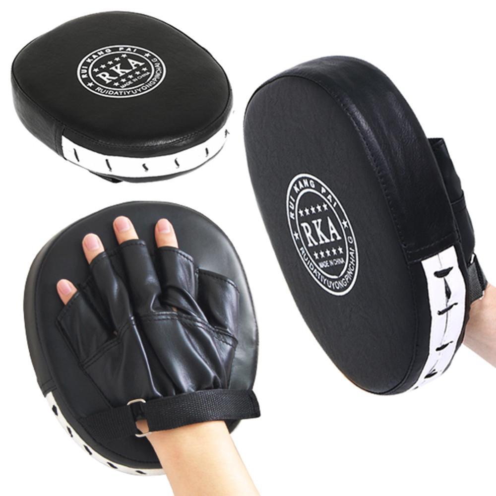 Topeakmart 2x Leather Boxing Mitt Training Target Focus Punch Pad Glove Karate Muay Thai Kick MMA