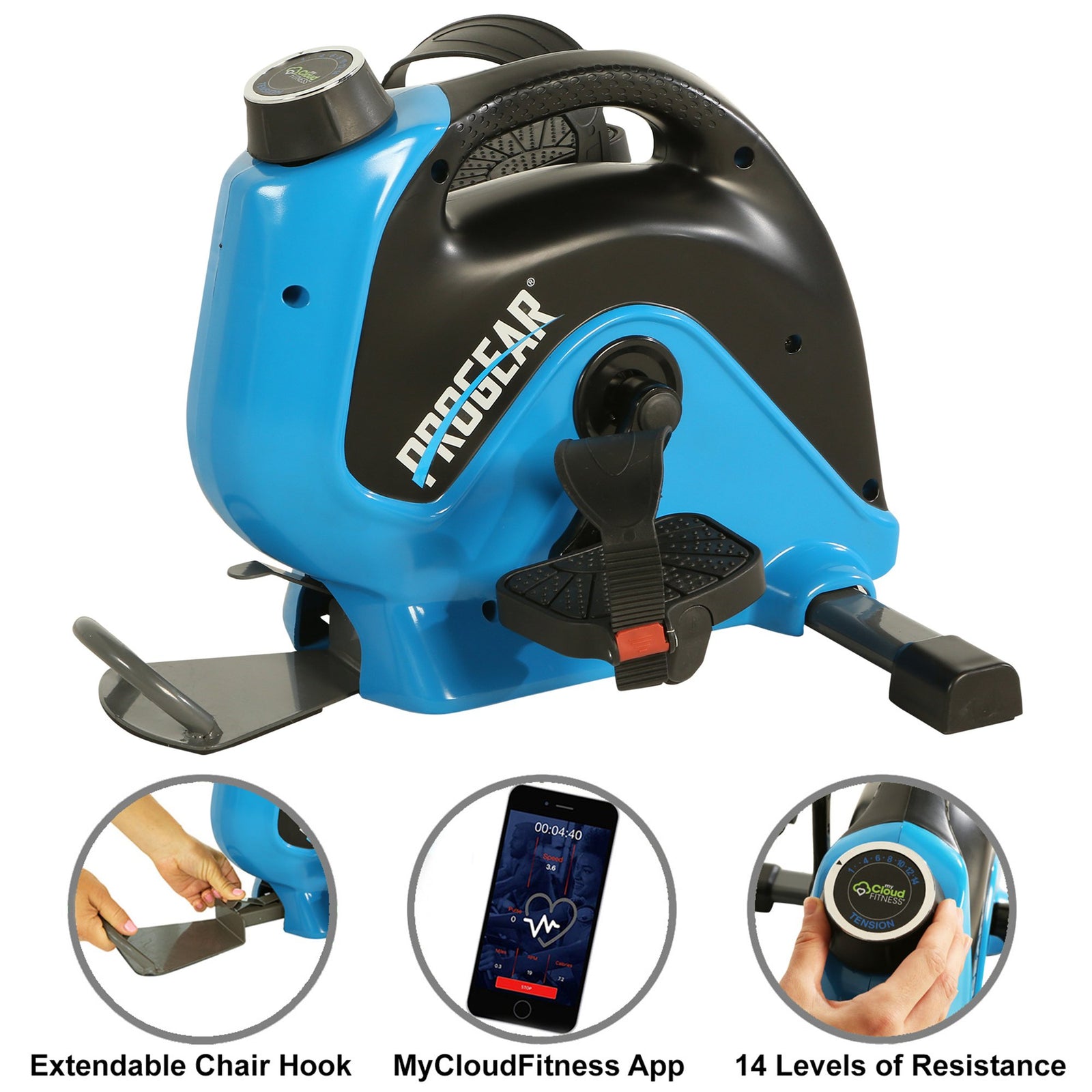 Under Desk Exercise Bike with Extendable Wheel Holder and Free APP