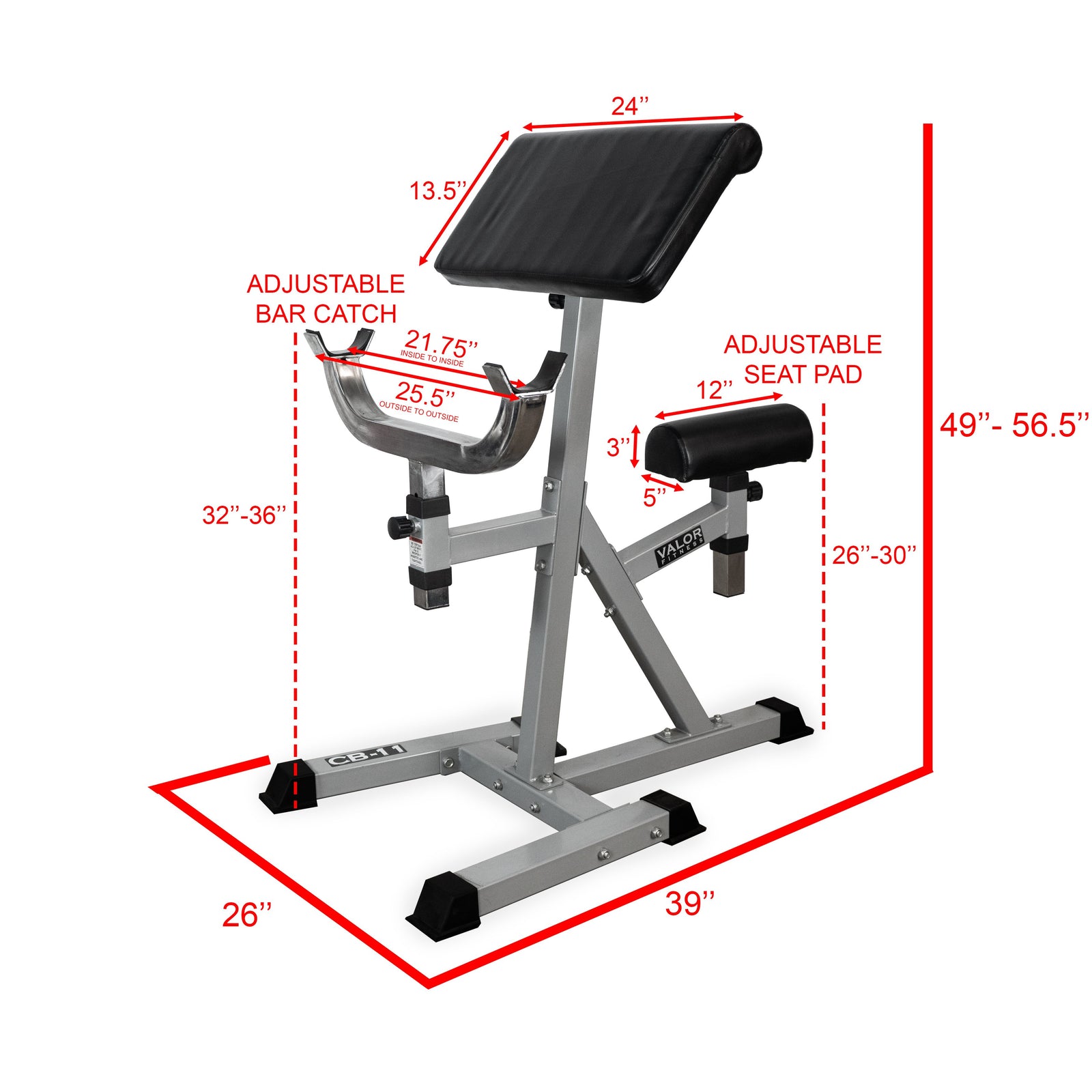 Fitness CB-11 Standing Arm Curl Station for Strength Training w/Pivot and Contoured Arm Rest