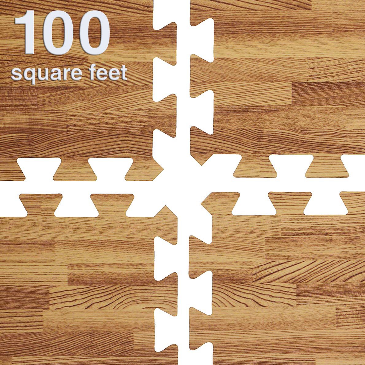 Foam Interlocking Floor Mat, Light Wood, 25 pcs, 100 sq. ft.