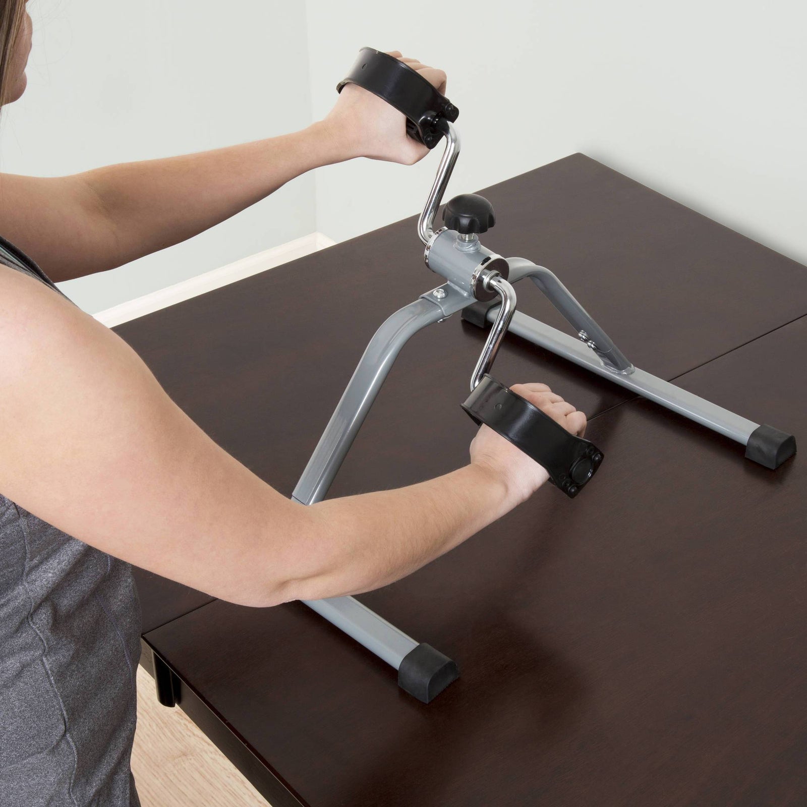 Portable Fitness Pedal Stationary Under Desk Indoor Exercise Machine Bike for Arms, Legs, Physical Therapy or Calorie Burner by Wakeman