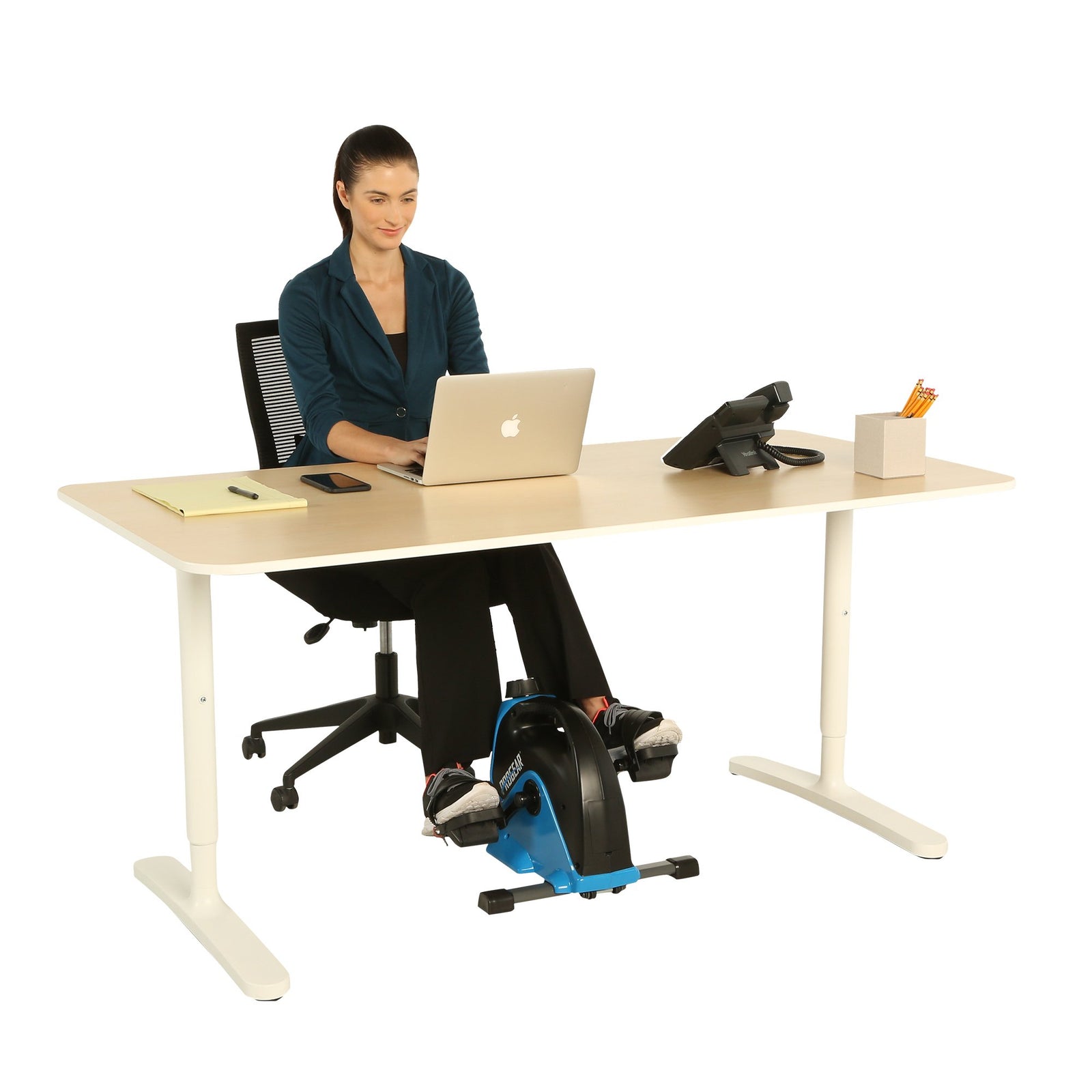 Under Desk Exercise Bike with Extendable Wheel Holder and Free APP
