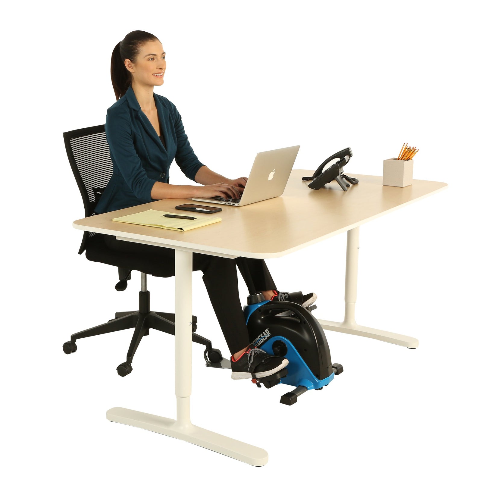 Under Desk Exercise Bike with Extendable Wheel Holder and Free APP