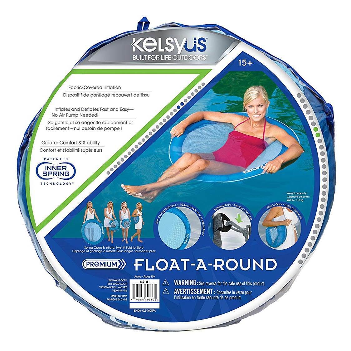 Float A Round Swimming Pool Mesh Seat Adult Floating Chair, Blue