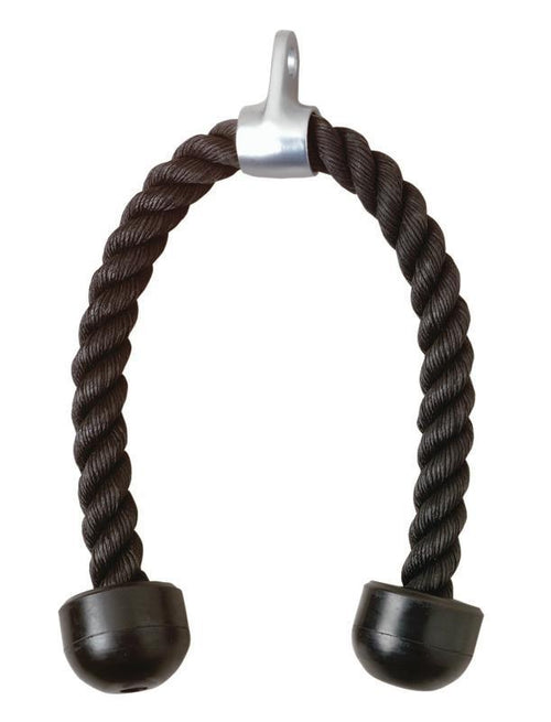 Rope Pulldown, 27 Inch Heavy Duty Coated Nylon Rope With Solid Rubber Ends And Chrome Plated Attachment, Connects To Any Universal Gym System