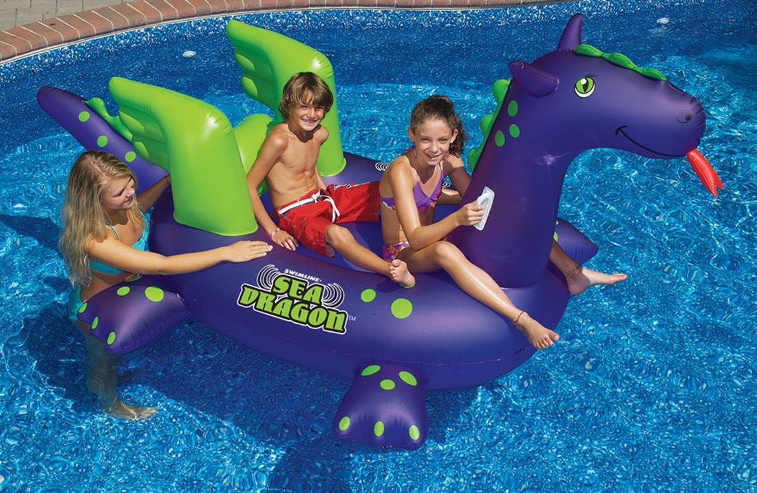  Pool Kids Giant Sea Dragon Inflatable Float Toy w/ 110V Air Pump