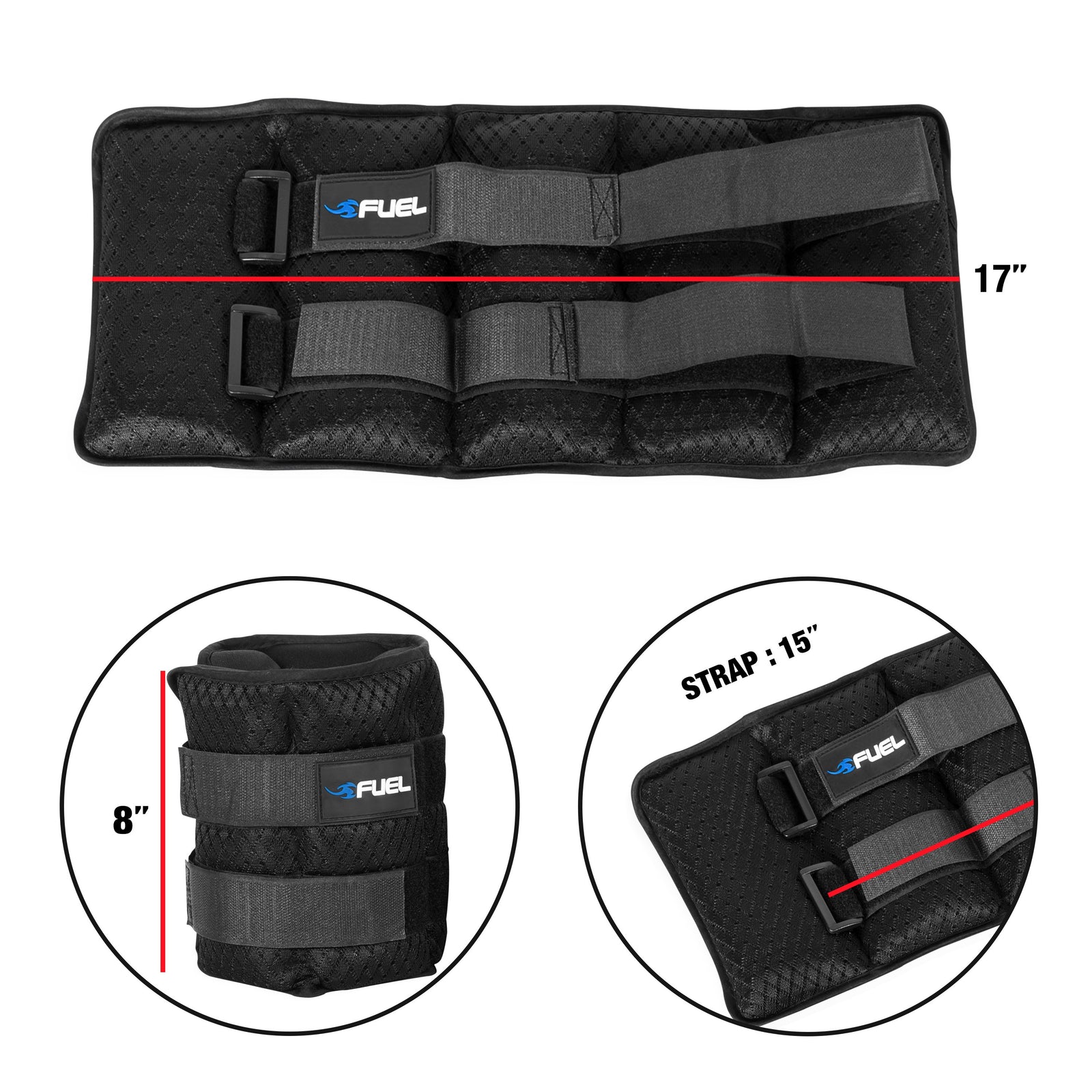 Fuel Pureformance Adjustable Wrist/Ankle Weights, 20-Pound Pair