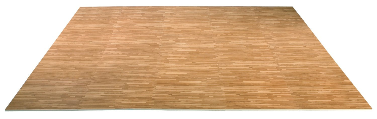 Interlocking EVA Foam Mat Cushion Flooring Tiles, Light Oak Pattern - Set of 25 (2' x 2') Covers 100 sq.ft. for Gym Workout Exercise