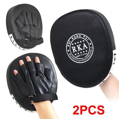 Topeakmart 2x Leather Boxing Mitt Training Target Focus Punch Pad Glove Karate Muay Thai Kick MMA