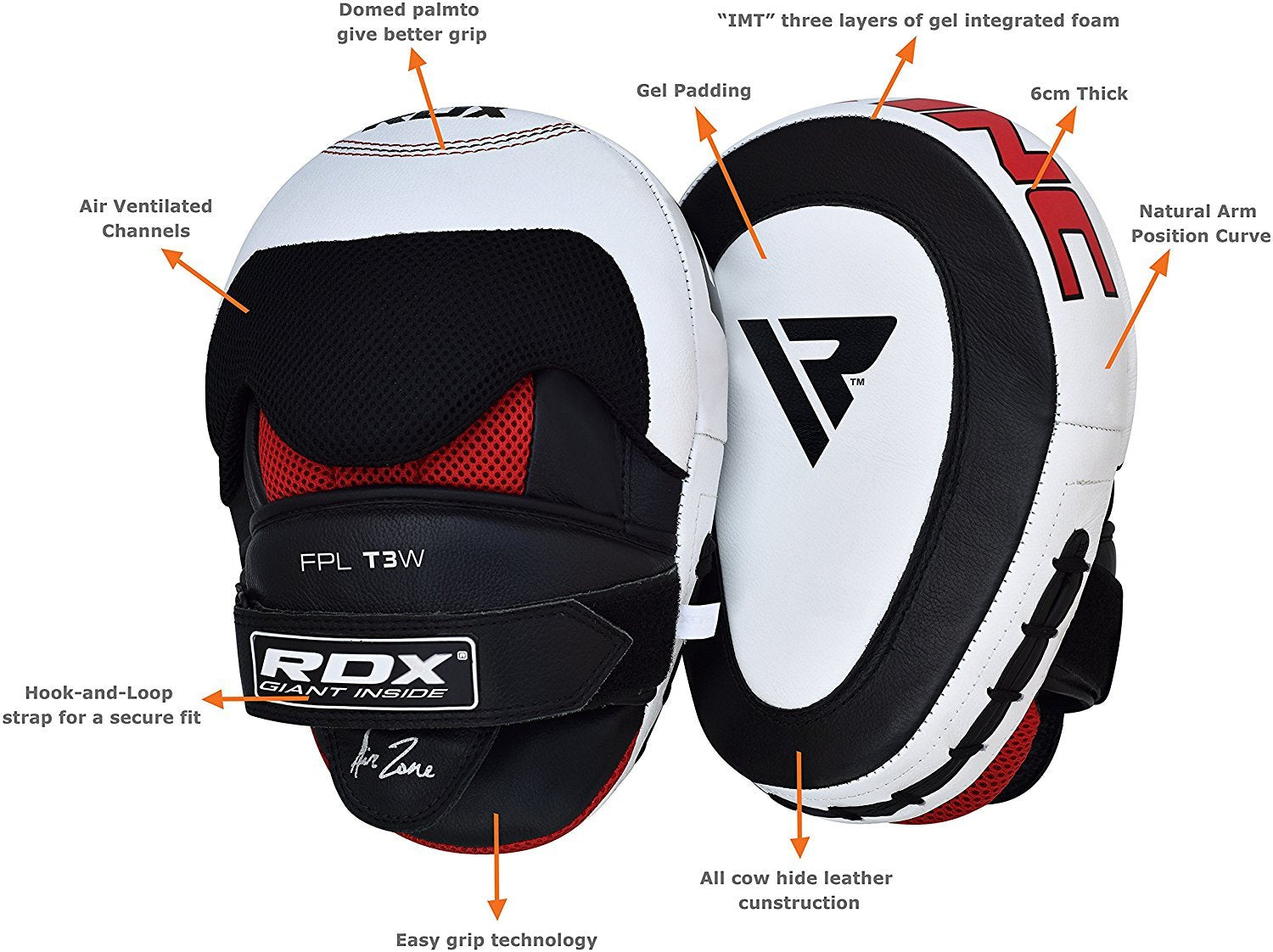 Cow Hide Leather Focus Mitts Pads Kick Training Boxing