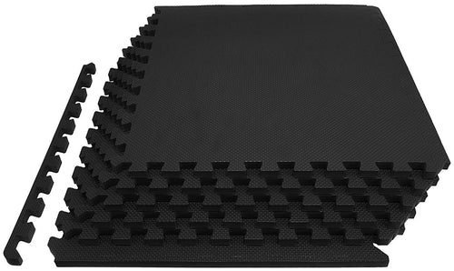  Flooring Puzzle Exercise Mat with High Quality EVA Foam Interlocking Tiles, 6 Piece, 24 Sq Ft, Black