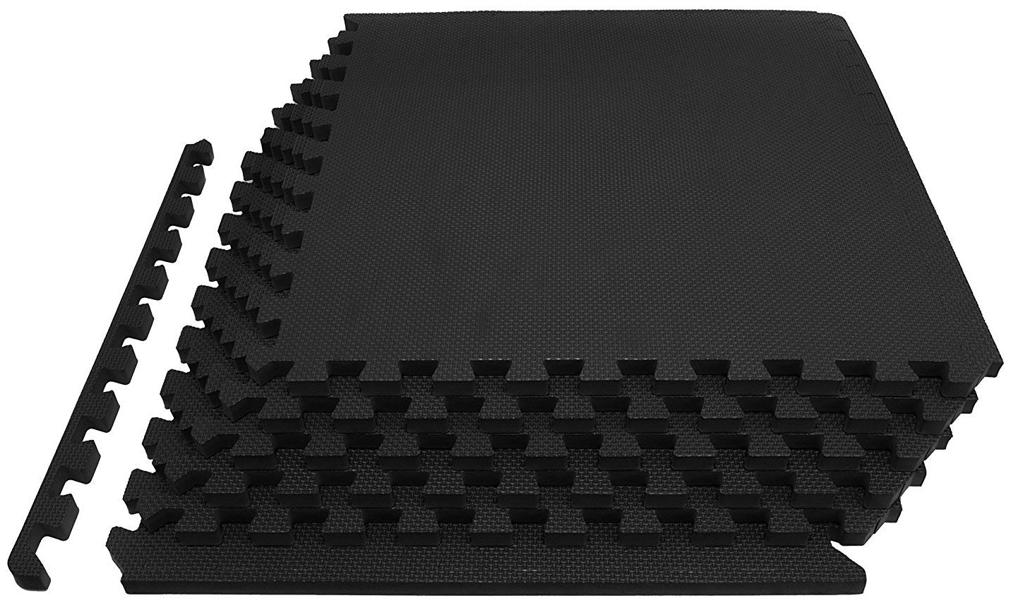 Flooring Puzzle Exercise Mat with High Quality EVA Foam Interlocking Tiles, 6 Piece, 24 Sq Ft, Black